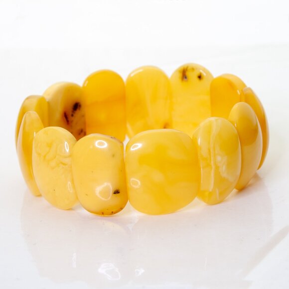 Real BALTIC AMBER Bracelet, Royal White Amber Bracelet, Egg Yolk Amber 25.3 gram - Picture 10 of 11